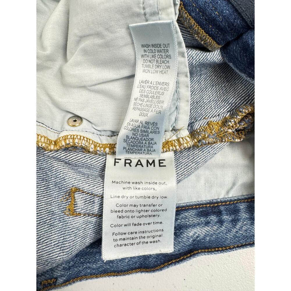 FRAME Denim Mini Skirt Womens Size 29 Blue Cotton Raw Hem A-Line Ansdale Casual - Picture 8 of 10